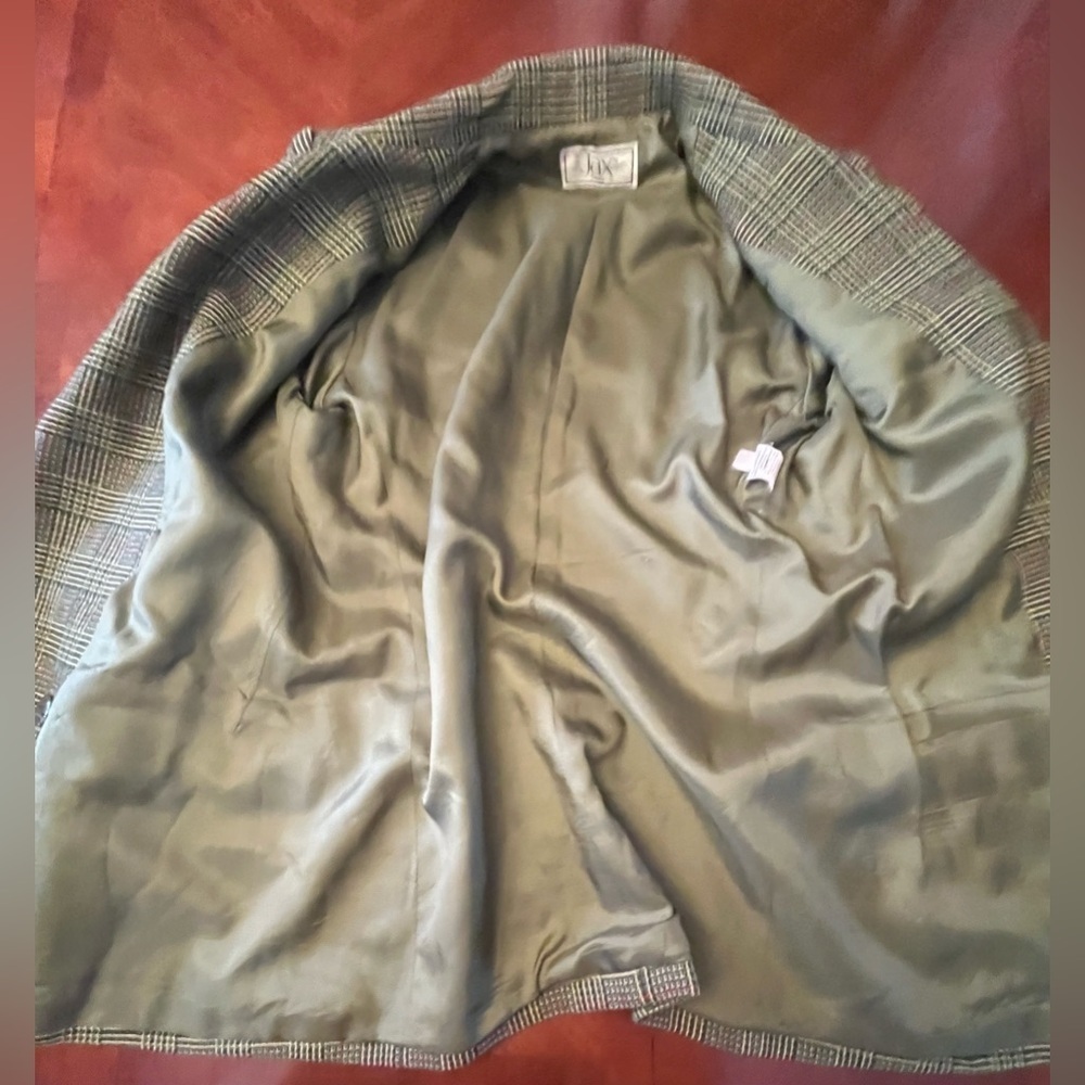 Vintage 80s Jax Double Breasted Wool Oversized Green Plaid Blazer Suit Size 10 - Picture 8 of 15